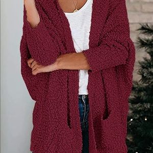 Fuzzy Popcorn Batwing Sleeve Oversized Cardigan